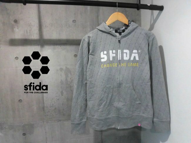 SFIDA スフィーダ/スウェット ジップアップ パーカーS/ストライプ ジップ フーディ/メンズ/グレー/トレーニングウェア/サッカー フットサル
