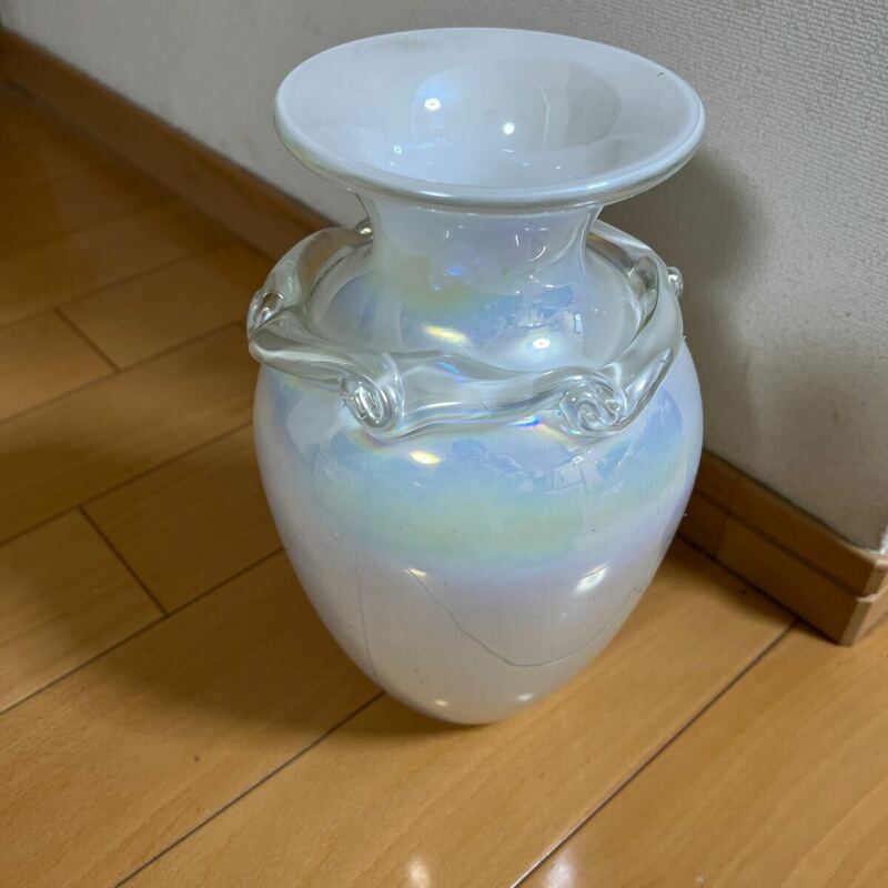 花瓶 フラワーベース KAMEI カメイガラス 花器 花入 カメイガラス 花瓶 白　中古　高さ27cm