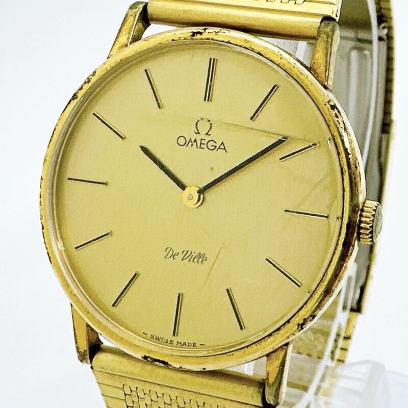03131 オメガ OMEGA 稼働品 デビル DE VILLE メンズ 腕時計 手巻き ゴールドカラー アンティーク ヴィンテージ