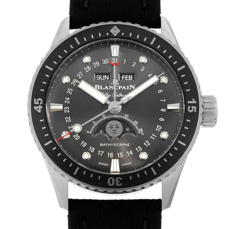 ブランパン フィフティ ファゾムス バチスカーフ コンプリートカレンダー ムーンフェイズ 5054-1110-B52A 中古 メンズ 腕時計