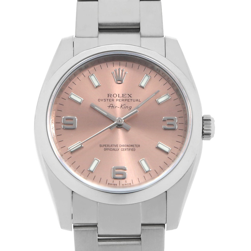 ロレックス エアキング 114200 ピンク 369ホワイトバー M番 中古 メンズ 腕時計