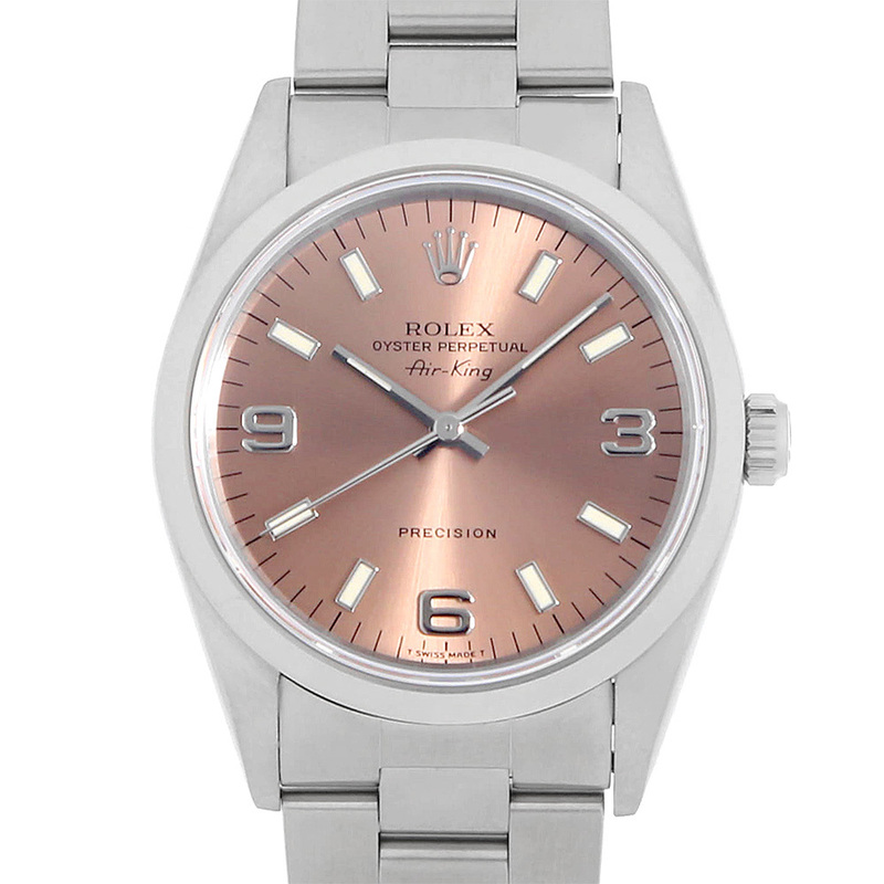ロレックス エアキング 14000 ピンク 369ホワイトバー T番 中古 メンズ 腕時計