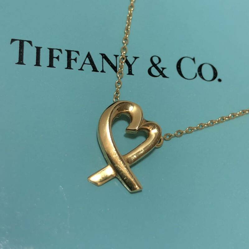 C030410)Tiffany&co.ティファニー ラビング ハート ネックレス　ペンダント アクセサリー 750 レディース 