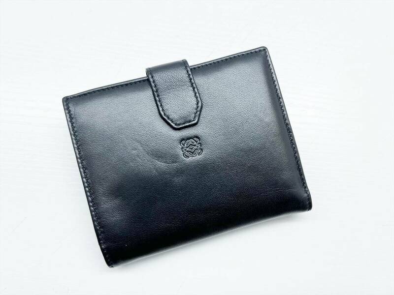 美品　LOEWE　ロエベ　ナッパ　アナグラム　Wホック財布　コンパクトウォレット　黒