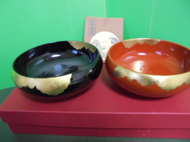 伝統工芸品　山中漆器　盛り鉢　二個揃え