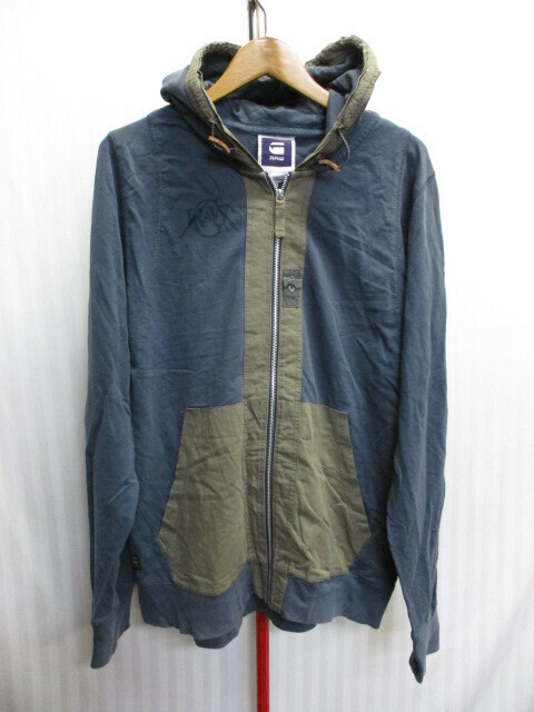 G-STAR RAW　ジースター　ジップアップパーカー　メンズL　スウェットパーカー　フーディージャケット　スウェットジャージトップ　03283