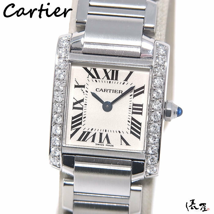 【ダイヤベゼル】カルティエ タンクフランセーズ SM 極美品 加工後未使用 レディース 腕時計 Cartier 俵屋