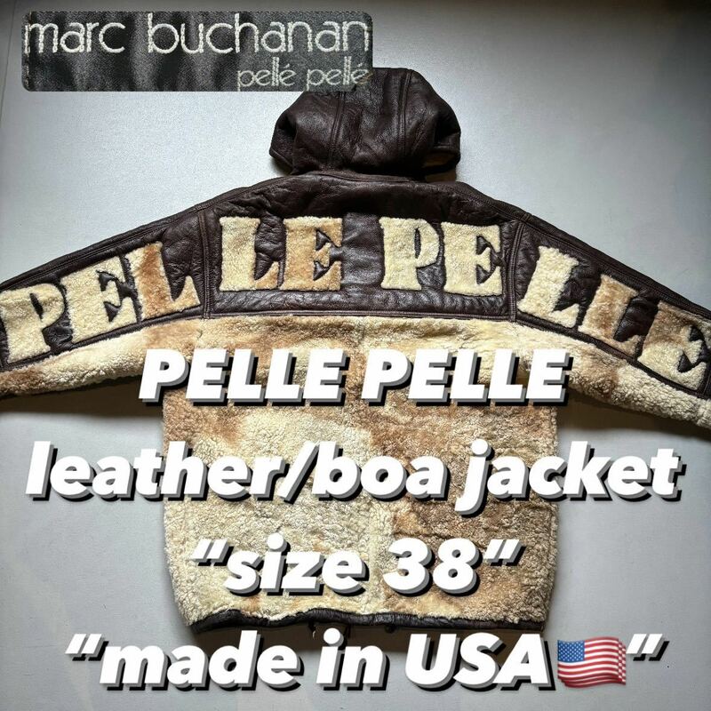 PELLE PELLE leather/boa jacket “size 38” “made in USA” ペレペレ レザー×ボアジャケット アメリカ製 USA製
