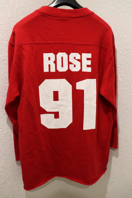 即決 06SS ガンズ期 ローズ期 NUMBER (N)INE ナンバーナイン ROSE期 ダメージ加工 ゲームシャツ型 91ナンバリング 8分袖 スウェット 2 赤白