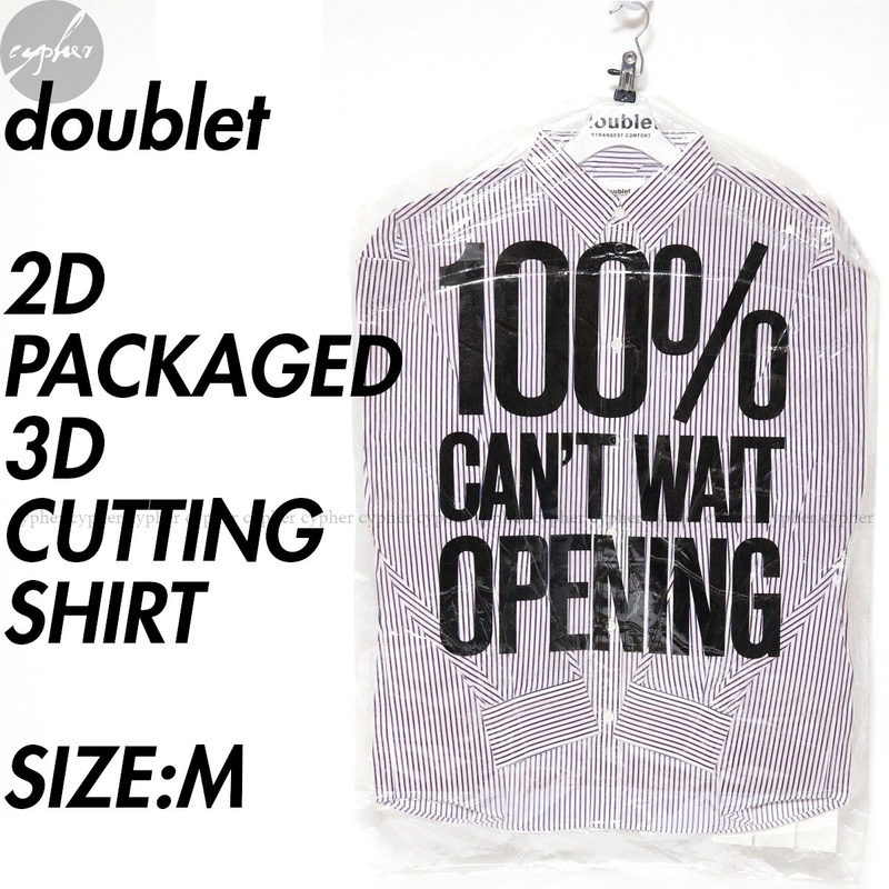 M 新品 doublet 2D PACKAGED 3D CUTTING SHIRT SAYS SLOGAN ダブレット ストライプ パック シャツ パッケージド カッティング スローガン
