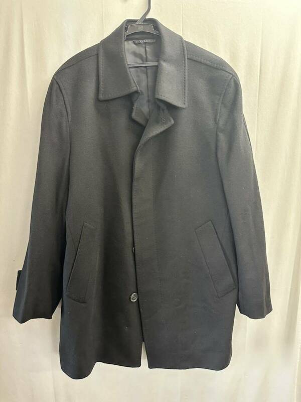 〇 DURBAN ダーバン コート ジャケット 黒 ブラック カシミヤ100% ウール 100% メンズ 紳士服 M相当