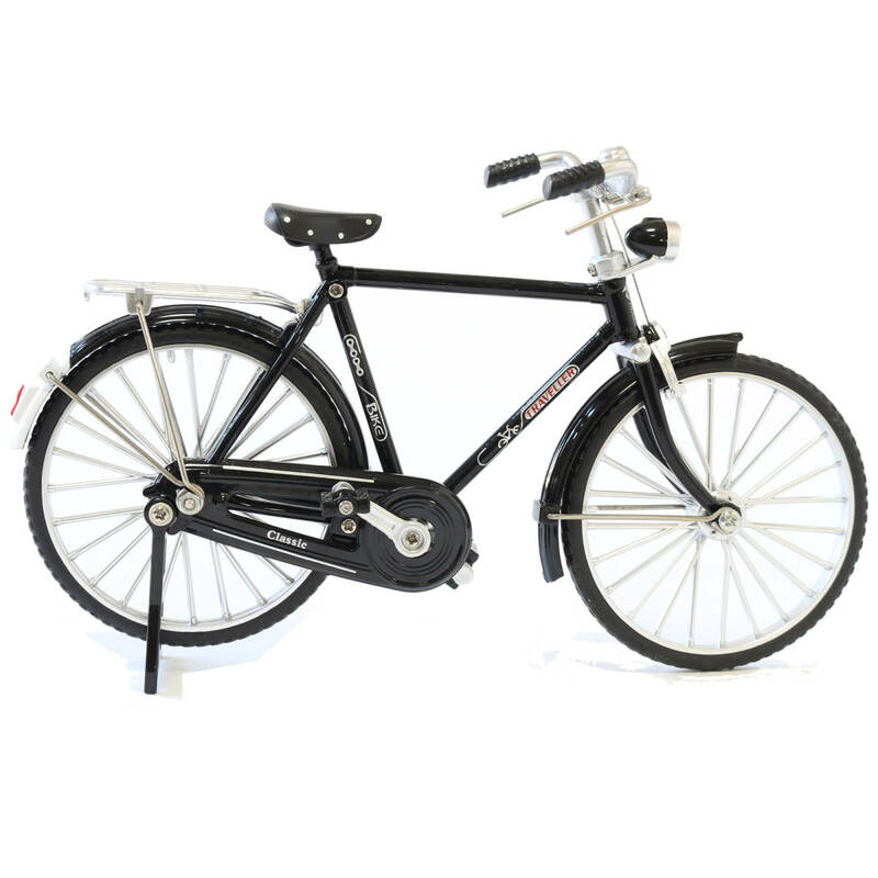 自転車 ミニチュア 自転車 おもちゃ レトロ アンティーク 昭和 模型 ダイキャストカー 1/10 スケール フィギュア 自転車好き 置物 黒