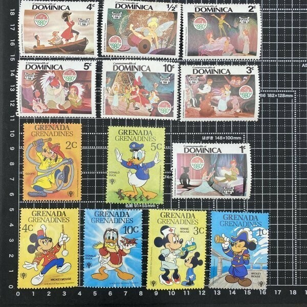 G0209H09 未使用 13枚 ディズニー 海外 外国切手 セット ミッキー ミニー ドナルド ピーターパン　グレナダ　ドミニカ共和国　Disney