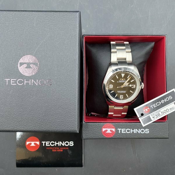 G0326O18 新品タグ付 可動 TECHNOS テクノス 腕時計 アナログ腕時計 クオーツ ステンレス 10気圧防水 ビジネス シンプル ブラック メンズ