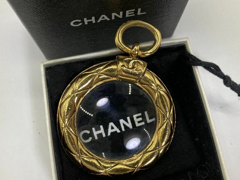 CHANEL シャネル ココマーク マトラッセ ルーペ ペンダント ネックレス ヴィンテージ ゴールド