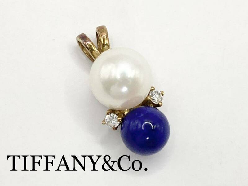TIFFANY&Co. ティファニー 750（K18）ラピスラズリ アコヤパール ダイヤモンド ペンダント ネックレス
