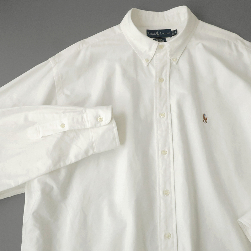 ラルフローレン BLAKE オックスフォードシャツ ボタンダウン カラーポニー刺繍　ホワイト(US-XL)