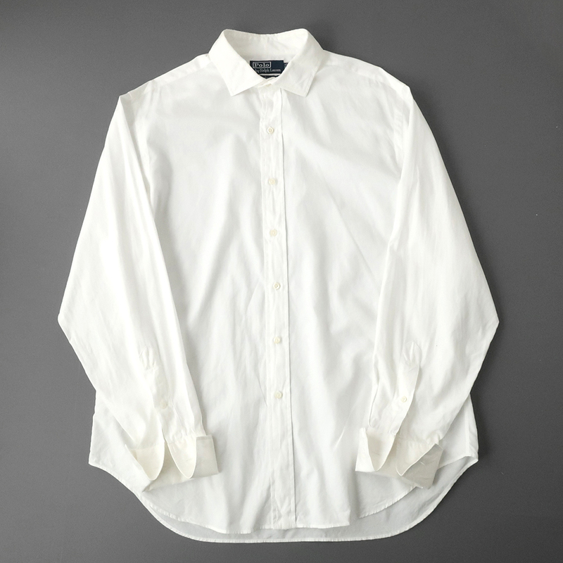 POLO RalphLauren ターンカフス ドレスシャツ ESTATE Fine Two-Ply Cotton ホワイト XL