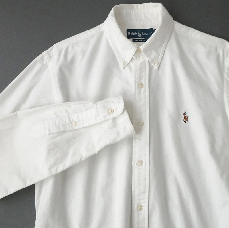 RalphLauren オックスフォードシャツ ボタンダウン ホワイト カラーポニー刺繍 (M)