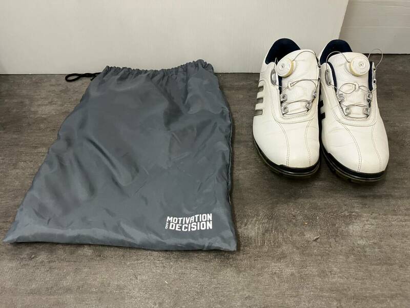 adidas/アディダス EVG 791003 09/16 26.5㎝ ゴルフシューズ MOTIVATION AND DECISION 収納袋付き 傷汚れ等有 現状お渡し