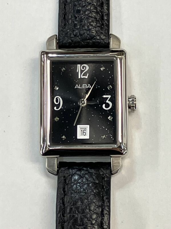 新品未使用 長期保管品 SEIKO セイコー ALBA アルバ レディース 腕時計 AXT067X1 ブラック文字盤 クオーツ レザーベルト 稼働品 240318