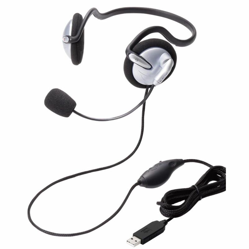 エレコム ヘッドセット マイク PS4対応 USB 両耳 ネックバンド 1.8m HS-NB05USV