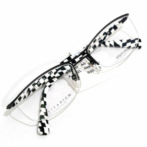アランミクリ Alain Mikli A00421J 030 チタン ハープリム 眼鏡／メガネフレーム フラッグチェック 新品 日本製
