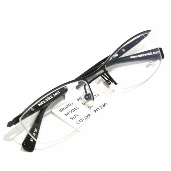 アランミクリ Alain Mikli A00421J W01286 チタン ハープリム 眼鏡／メガネフレーム ブラック 新品 日本製