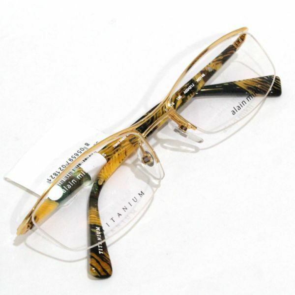 アランミクリ Alain Mikli A00421J W0146 チタン ハープリム 眼鏡／メガネフレーム ゴールド 新品 日本製