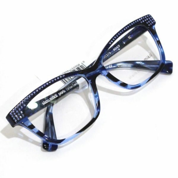 限定 アランミクリ Alain Mikli A03037B B0A3 ラインストーン付き 眼鏡／メガネフレーム 新品 ブルー イタリア製