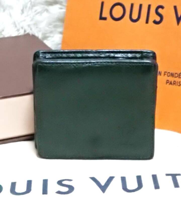 ルイヴィトン　Louis Vuitton　ポルトモネボワット　タイガ　コインケース　小銭入れ　濃緑　グリーン系　リペア品
