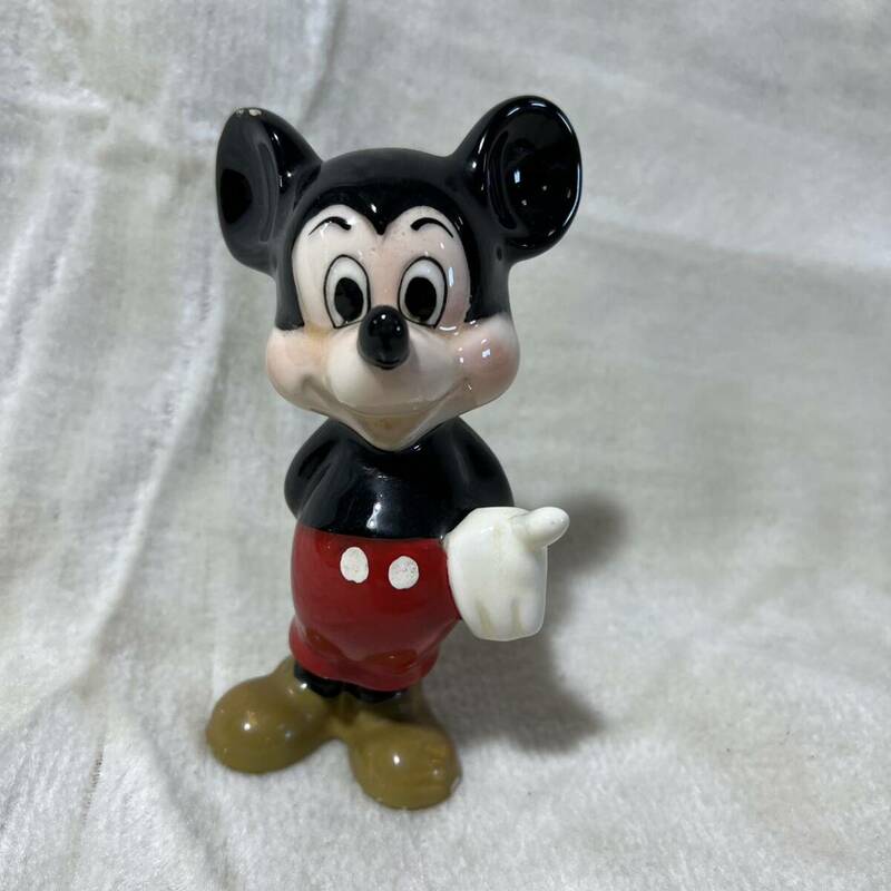 C737 昭和レトロ ディズニー ミッキーマウス 人形 置物 焼き物 当時物 アンティーク レトロミッキー