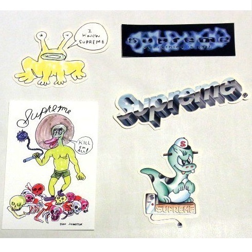 20SS Supreme Sticker Set ステッカー 5枚 セット Daniel Johnston Frog Chrome Logo Dinosaur Everything ダニエル・ジョンストン