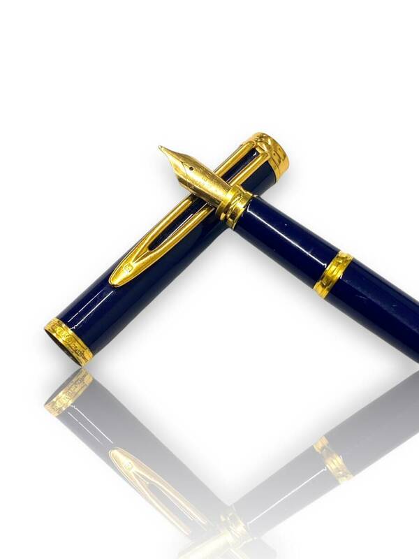 WATERMAN ウォーターマン 万年筆 Fountain Pen Made in FRANCE ペン先 750 18K K18 ネイビー×ゴールド インクなし 筆記用具 文房具