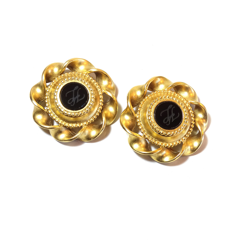 France Karl Lagerfeld Vintage Earrings カールラガーフェルド フランス イヤリング ゴールド デザインイヤリング ヴィンテージ