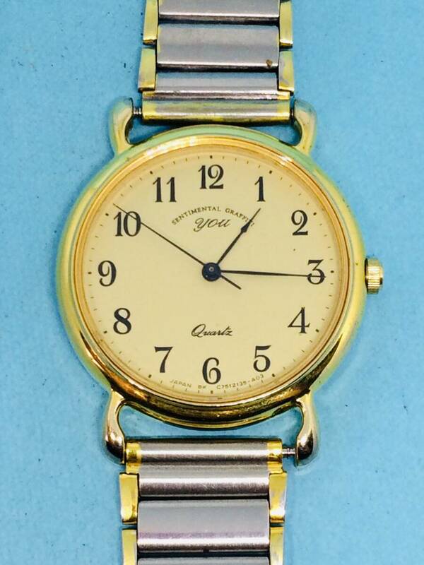 (E06)オリエント好きな方(*'▽')オリエント・ユー（電池交換済み）ゴールドユニセックス腕時計USED（送料全国一律185円）素敵な時計です。
