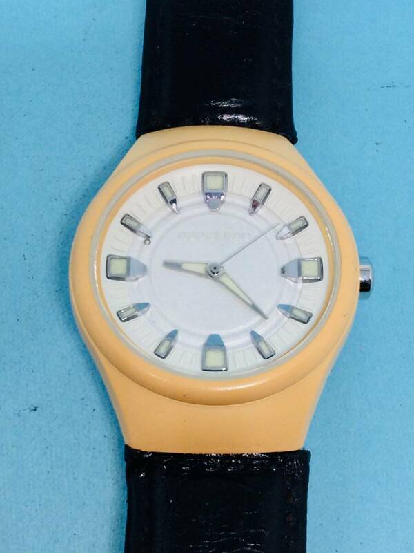 (E38)コレクションⅡ(*'▽')アピ・タイム（電池交換済み）ベージュ・メンズ腕時計USED（送料全国一律185円）素敵な時計です。