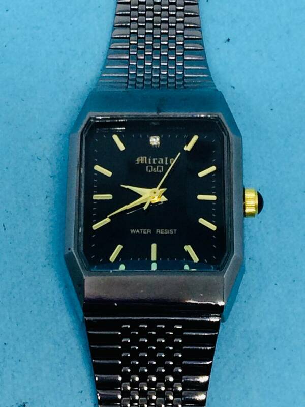 (D43)カットガラス(*'▽')シチズンQQ・Mirale（電池交換済み）ブラック・レディス腕時計USED（送料全国一律185円）素敵な時計です。