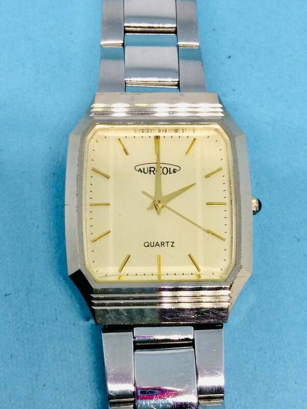 (E51)スイス(*'▽')オレオール・AUREOLE（電池交換済み）イエローゴールド・メンズ腕時計USED（送料全国一律185円）素敵な時計です。