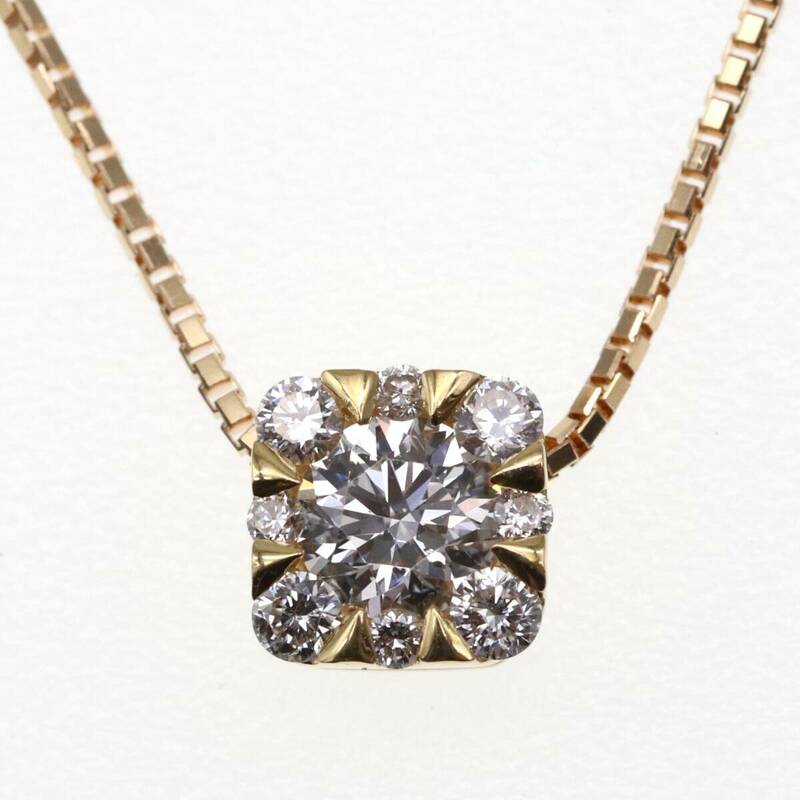 ヴァンドーム青山 K18 スクエア パヴェ ネックレス ダイヤモンド 0.09×1.92ct VAVENDOMEAOYAMA