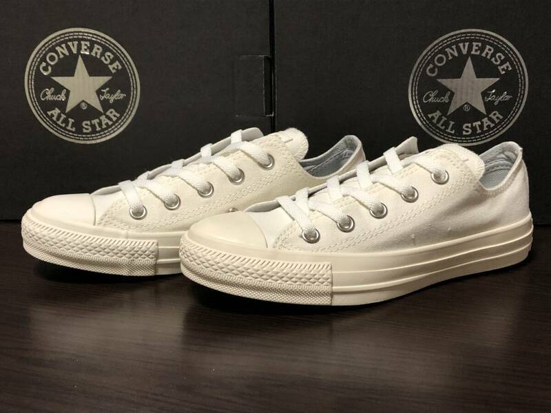 コンバース オールスター アイレット PT OX CONVERSE ALL STAR EYELET-PT OX 23.0cm WHITE/SILVER※左足に黄ばみ、ダメージあり