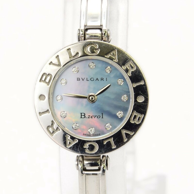 BVLGARI ブルガリ ビーゼロワン BZ22S 12Pダイヤモンド シェル文字盤 SS クォーツ QZ レディース腕時計【中古】