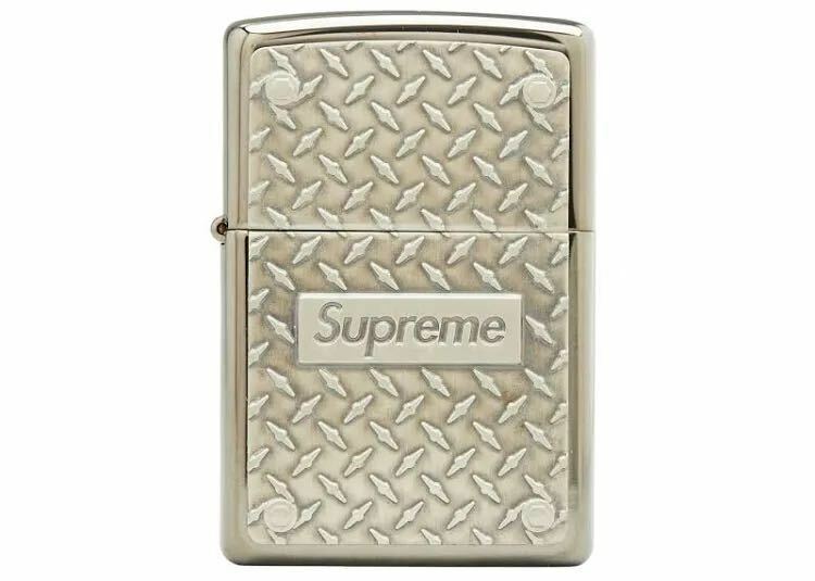 新品未使用 Supreme diamond plate Zippo シュプリーム box ロゴ ジッポ 銀 シルバー オイルライター ライター 未着火