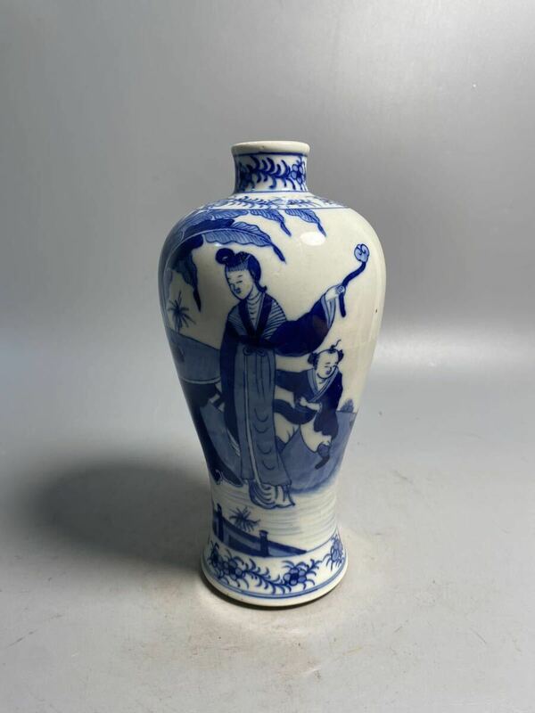 旧家蔵出 花入 花瓶 景徳鎮製 青花 時代唐物 中国美術 煎茶道具 中国古玩 花道具