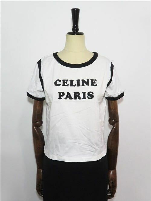 62647 CELINE ／ セリーヌ ロゴ フロッキープリント Tシャツ