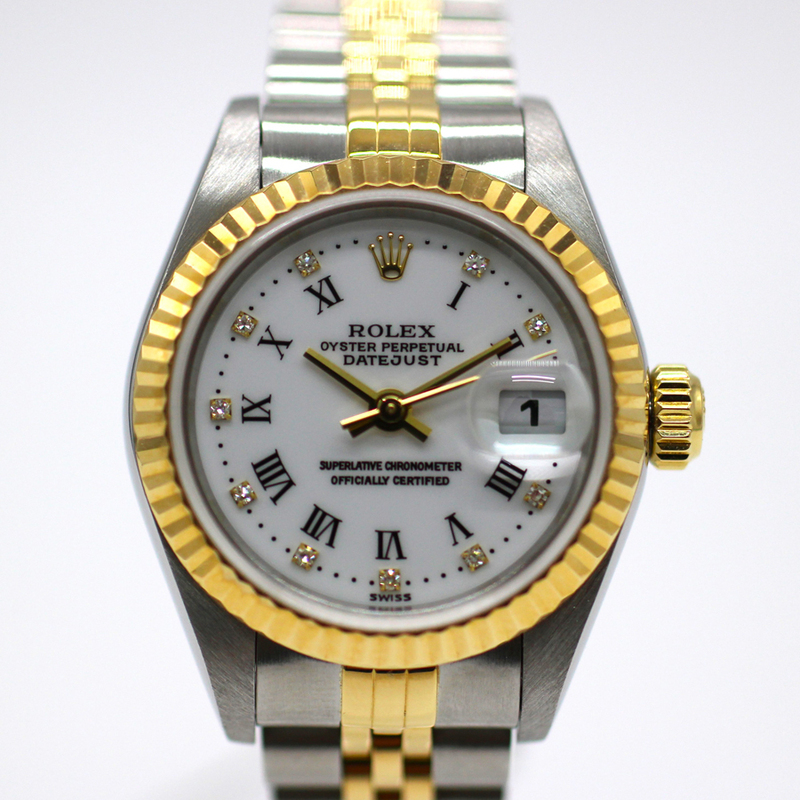 【ロレックス】 腕時計　デイトジャスト　79173G　ホワイト　プリントローマ　YG×SS　ロレゾール　レディース　自動巻き　中古品