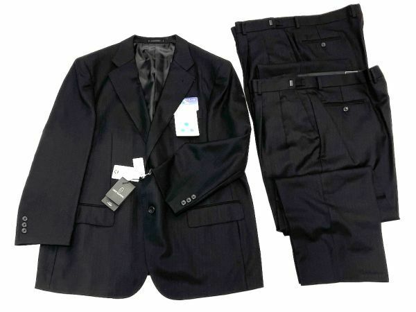 【C591】メンズ スーツ セットアップ ジャケット未使用品 ブラック パンツ2点セット ジャンニヴァレンチノ 170cm