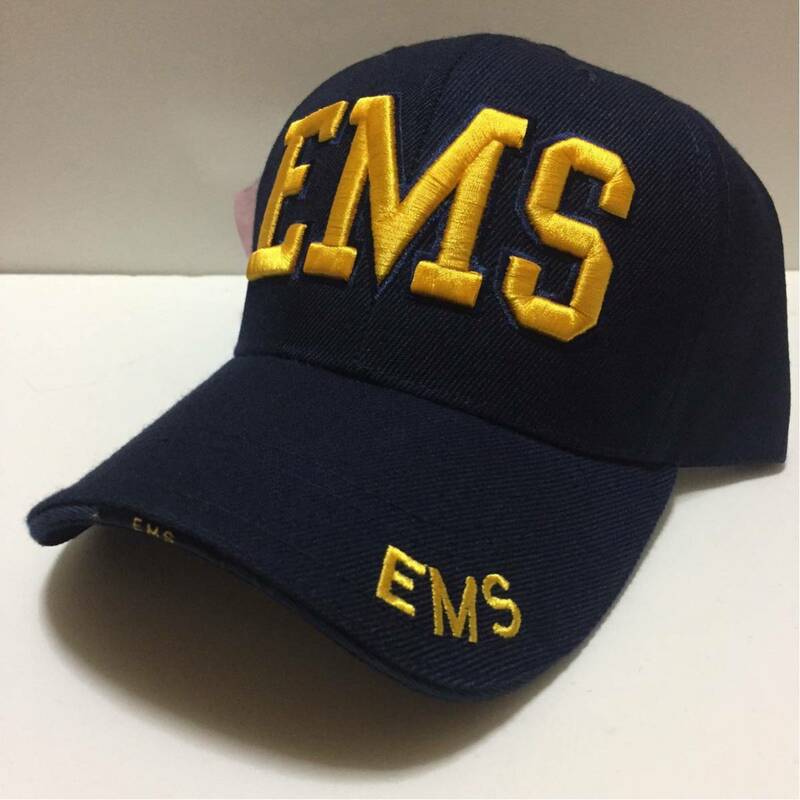 EMS 3D刺繍 キャップ ネイビー × イエロー