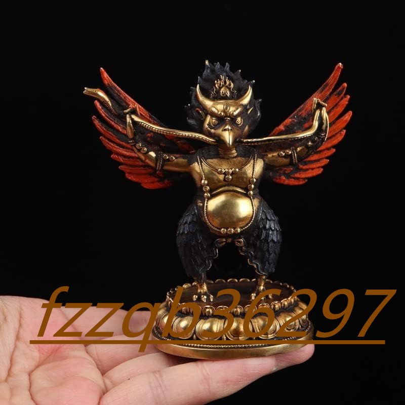 ミニチュア仏像【迦楼羅王立像】9cm 古美色 真鍮製 仏像 フィギュア