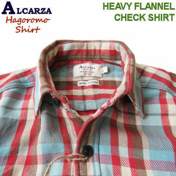 ALCARZA【ヘビーフランネルチェックシャツ】羽衣シャツ/ネルシャツ・ワークシャツ　629-00　03）SAX　XLサイズ